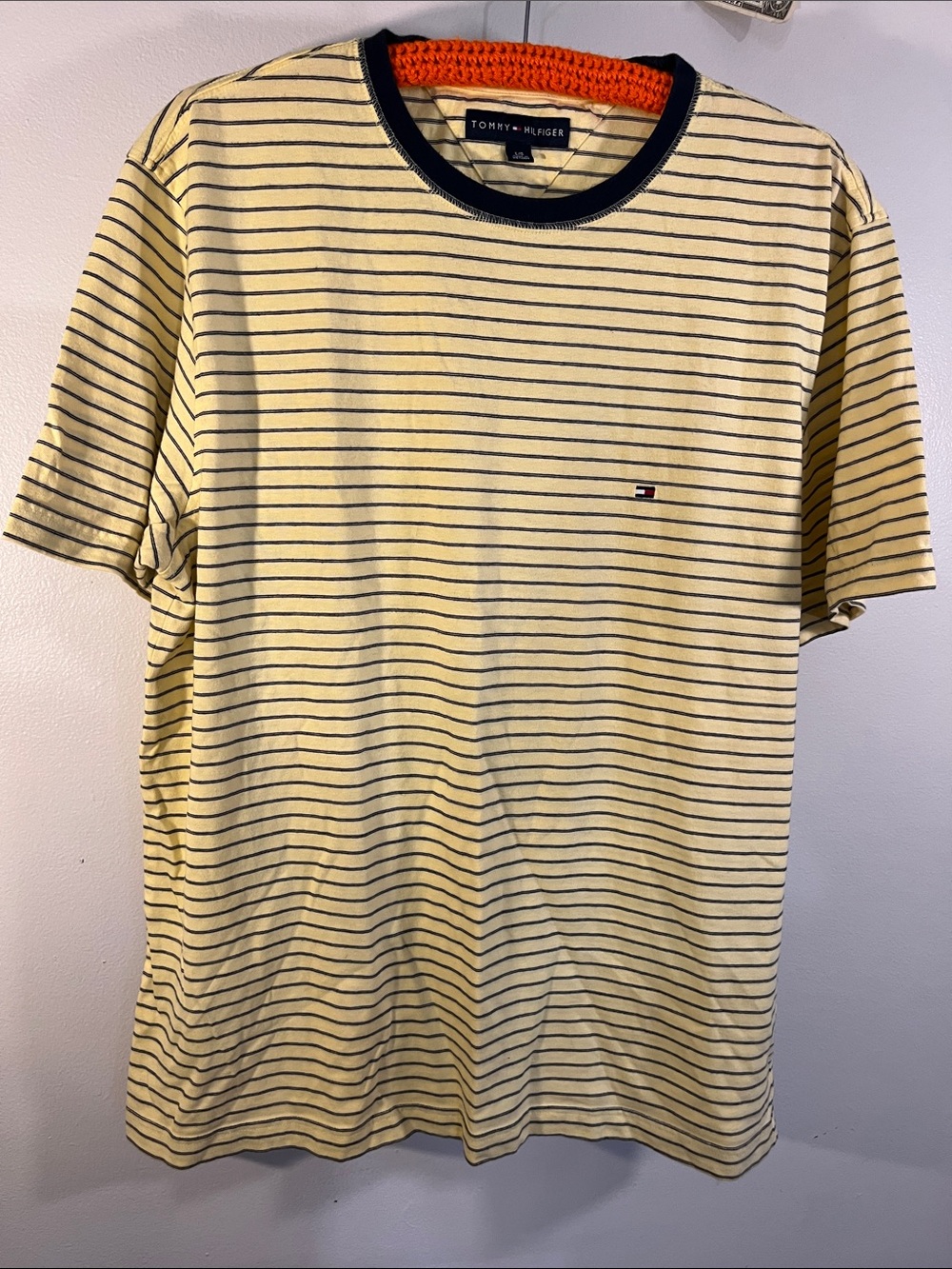Tommy Hilfiger Yellow & Navy Striped Crewneck Tee